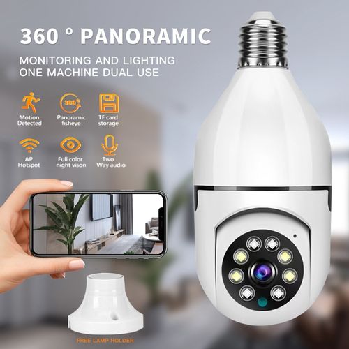 1080P 2.4G 360° Wifi Bulb Panoramic IP Camera Night Vision- White